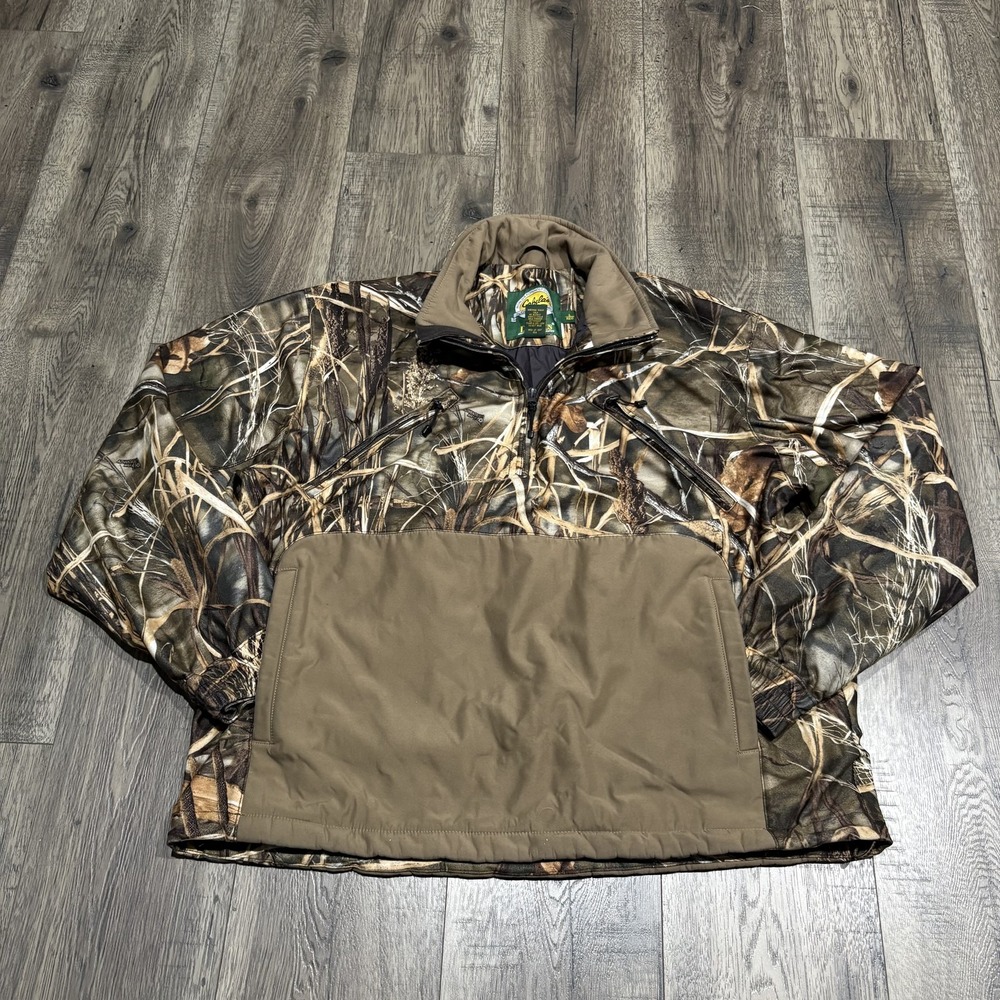Cabelas Dry-Plus Advantage Max 4 HD Camo 1/4 Zip Hunting Jacket Mens Large Pouch